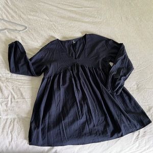 Navy blue, baby doll, long sleeve, short dress. Size medium. Shein.